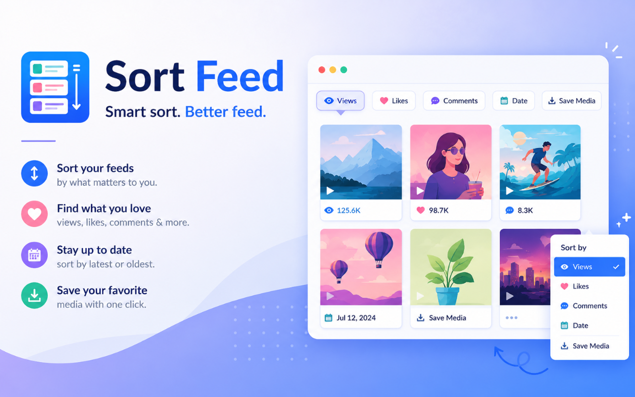 Sort Feed download and insights on social pages